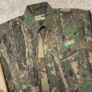 Vintage Polaris Camo Button Shirt Whoa Apparel Made In USA Rebark NO SIZE TAG (L
